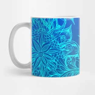 Abstract Blue Floral Pattern Mug